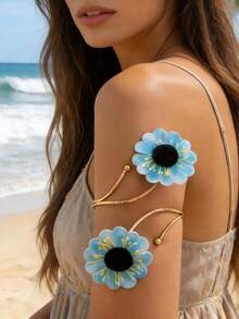 1 chiếc vòng tay kiểu Bohemian đính hoa 3D bằng vải, món quà tuyệt vời dành cho thanh thiếu niên và bạn bè. - Nhiều màu - Xem 4