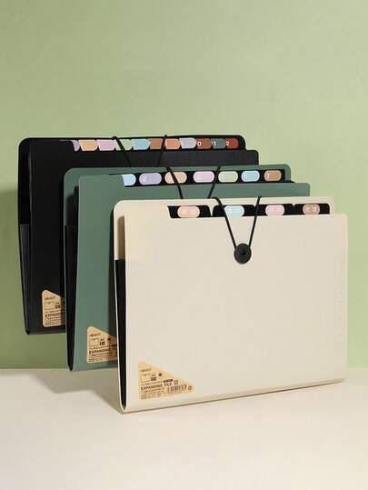 1pc/2pcs 8-Slot A4 Document Folder, Large Capacity File Organizer, Minimalist Portable Multi-Layer File Folder