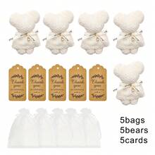 15pcs Bear Towel Set, Includes Paper Card And Gift Bag - Perfect For Wedding, Birthday Celebration And Party Gifts - Multicolor - View 4