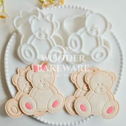 DIY Cartoon Bear Butter Cookie Mold Cute Christmas Bear Fondant Cake Decorating Tools Biscuit Press Stamp Handmade Baking Tool
