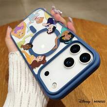 Miniso 迪士尼公主波浪图案手机壳，透明磁吸防震，适用于iPhone 17 Pro Max/17 Pro/17 Air/17/16/15/14/13/12/11/X/XS Pro/Pro Max系列，iPhone 17 Pro Max手机壳，iPhone 17 Pro手机壳，iPhone 17手机壳，圣诞礼物，送给女朋友的好礼物 - 藍色 - 查看 1