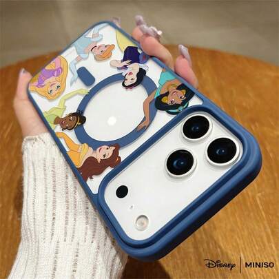 Miniso 迪士尼公主波浪图案手机壳，透明磁吸防震，适用于iPhone 17 Pro Max/17 Pro/17 Air/17/16/15/14/13/12/11/X/XS Pro/Pro Max系列，iPhone 17 Pro Max手机壳，iPhone 17 Pro手机壳，iPhone 17手机壳，圣诞礼物，送给女朋友的好礼物