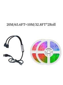 1pc 3-Key LED Light Strip, Self-Adhesive, Suitable For Home Decor, TV, Computer Backlighting, Theme Parties, Eid Gifts (No Remote, Button On Data Cable) - Multicolor - View 10