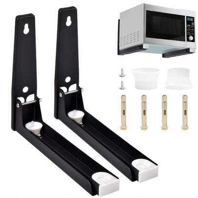 Pack Of 2 Microwave Holder Wall Microwave Mount Bracket Microwave Oven Bracket Stainless Steel Microwave Holder Shelf Extendable Arms Foldable Holder Microwave Holder For Most Microwave Ovens, Ovens