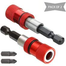 2pcs Adjustable Depth Screwdriver Bit Holder Magnetic Steel Screwdriver Bits For Drywall, 1/4" Hex Shank With 2pcs S2 Screwdriver Bits - One Size - View 9