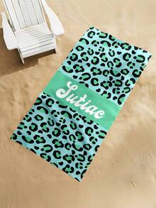 Toalla de playa personalizada con estampado de leopardo, toalla de playa con estampado de leopardo personalizada, toalla de playa con estampado de leopardo personalizada para novia, toalla de playa para damas y caballeros solteros - Multicolor - Ver 7