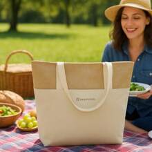 KEEP COOL Bolsa Isotérmica Bolsa Térmica de Gran Capacidad para Comida y Bebidas Diseño Elegante y Resistente Ideal para Picnic Playa Oficina y Viajes Hueso - hueso - Ver 2