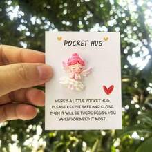 1个天使主题口袋拥抱纪念品，附赠贺卡，可爱树脂天使摆件纪念品，送给朋友和家人的励志礼物，生日、毕业典礼或任何需要拥抱的场合 - 查看 8