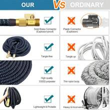 1根花园软管，可伸缩软管，延长花园软管，3/4英寸直径高压洗车管，喷头收缩灌溉魔法柔性伸缩水管，用于浇灌草坪 - A - 查看 5