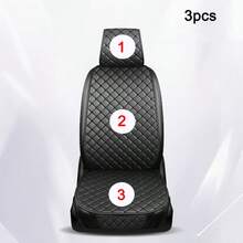 3pcs Universal Comfortable Leather Car Seat Cushion - Four Seasons Non-Slip, Star Stitched Front Seat + Backrest - Multicolor - View 5