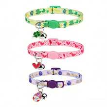 1pc Cute Bell Collar With Adjustable Buckle And Four-Leaf Clover Design, Made For Cats - Multicolor - View 8