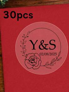 54pcs Custom Wedding Stickers, Personalized Labels - Customizable Text And Dates, Waterproof Stickers, Personalized Clear Labels, Custom Clear Round Stickers, Perfect For Invitations And Favors, Custom Label Stickers. - Style a - View 10