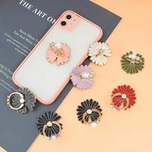 1pc Daisy Rhinestone Decor Phone Ring Holder, 360° Rotating Multi-Function Desktop Stand - Multicolor - View 1
