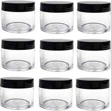 9pcs - Diameter 7cm Plastic Storage Bottle With Lid Pigment Subpacking Bottle Cream Facial Mask Bottle Eye Cream Face Cream Bottle PET Wide Mouth Transparent Trial Small Subpacking Bottle Travel Cosmetics Subpacking Bottle - Black and White - View 1
