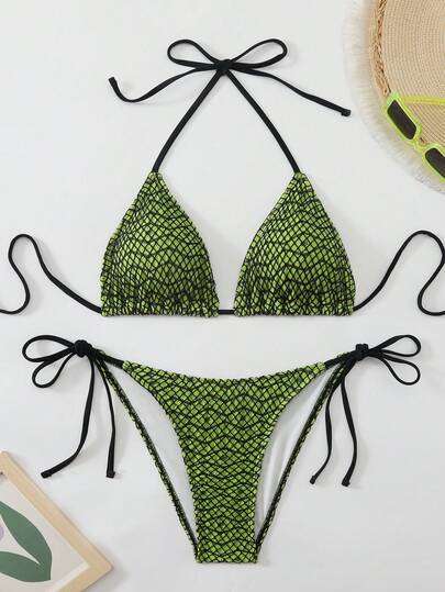 新款针织提花特殊面料菱形网格蜘蛛网性感网纱两件式泳衣，适合派对、拍照、休闲、度假、海滩等各种场合，四季皆宜。
