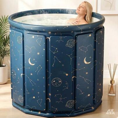 Best Seller] Foldable Bathtub For Adults, Space-Themed Portable Bathtub, Large Capacity With Heating & Steam Function, Ideal For Home Spa & Relaxation