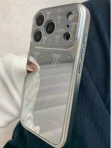 Casing Ponsel Anti Guncangan dengan Elemen Cermin, Desain Pita, Layar Cermin, Perlindungan Penuh, Kompatibel dengan iPhone 17/17 Pro/17 Pro Max, Casing Pelindung Gaya Korea Elegan, Kompatibel dengan iPhone 16/16 Pro Max, Model Baru 14, Hadiah Ulang Tahun, Ulang Tahun Pernikahan - Perak - View 3