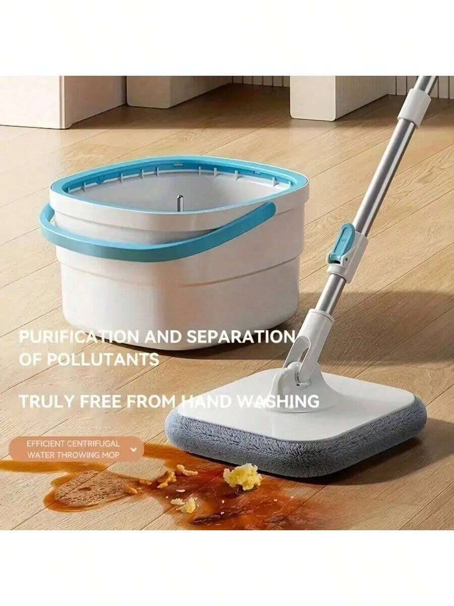 Hands-Free Mop Bucket Set, Lazy Mop, Dust-Removing Mop, Dual-Use For Dry And Wet Cleaning. Perfect For Home, Kitchen, And Bathroom Floors. Cleaning Supplies Suitable For Household, Kitchen, And Bathroom Cleaning. - 拖把套裝 - 查看 1