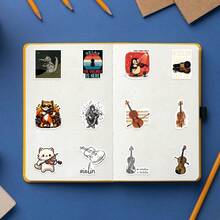 60pcs Violin Vinyl Stickers, Beautiful And Practical, Suitable For Scrapbooks, Diaries, Bumpers, Skateboards, Water Bottles, Helmets, Water Cups, Car Stickers, Etc. - Random - View 7