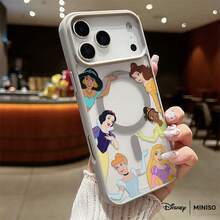 Miniso 迪士尼公主波浪图案手机壳，透明磁吸防震，适用于iPhone 17 Pro Max/17 Pro/17 Air/17/16/15/14/13/12/11/X/XS Pro/Pro Max系列，iPhone 17 Pro Max手机壳，iPhone 17 Pro手机壳，iPhone 17手机壳，圣诞礼物，送给女朋友的好礼物 - 藍色 - 查看 4