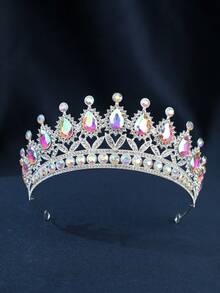 Elegant Rhinestone Queen Crown Bridal Wedding Headpiece, Necklace And Earrings Set, For Women's Evening Party, Prom, Ball - Color - View 4