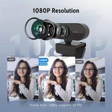 1080P HD Webcam With Built-In Microphone, Wide Angle View, USB Interface, 360° Rotation, Clip-On Camera, Suitable For Office And Home Security Monitoring - Black - View 9