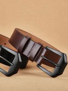 1/2条新款男士皮带，针扣皮带，休闲裤牛仔裤软皮皮带，耐磨耐用，商务风格 - 彩色 - 查看 3