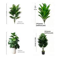 1株大型人造热带香蕉叶植物，超大塑料棕榈叶，逼真纹理，家居园艺装饰，高45英寸（约114厘米），不含花盆 - 綠色 - 查看 23