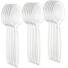 Premium Disposable Clear Plastic Soup Spoons 50 Count Transparent Durable And Convenient For Parties Events And Everyday Usegift - Clear - View 6