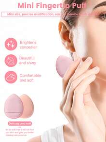 42件套化妆工具套装，包括：25支化妆刷套装+2个化妆海绵+2个迷你化妆海绵+2个三角粉扑+8个迷你气垫粉扑+2个圆形粉扑+1个化妆刷清洁工具 - 粉色 - 查看 7