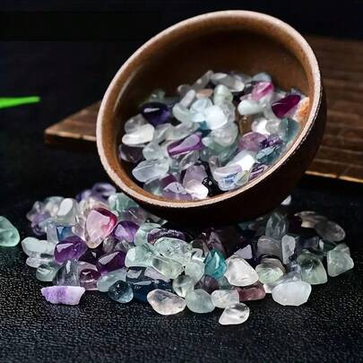 5/10/20盎司薄荷绿萤石碎石/混合色萤石碎石、萤石卵石、天然石英、天然石英宝石、散装宝石、抛光石、礼品、珠宝DIY、鱼缸装饰、家居装饰