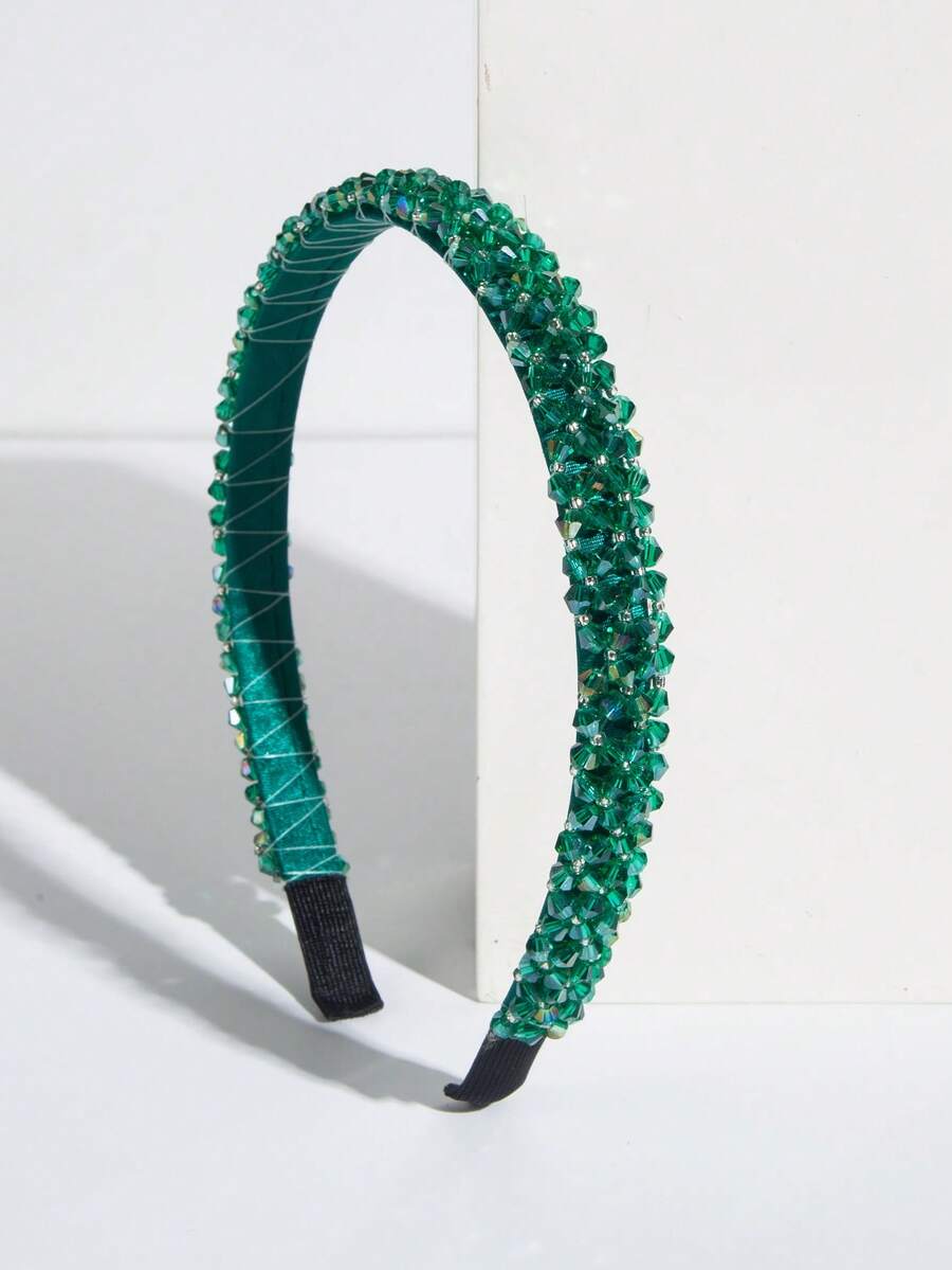1pc Thin Grid Crystal Korean Style Hair Hoop Accessory Hair Band Hairband Diadema - FG20 Green - View 1