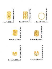 160件套混合发圈和发带套装，个性化街头风派对发夹和发绳，适合女性和女孩，波西米亚风编发 - 金色 - 查看 6