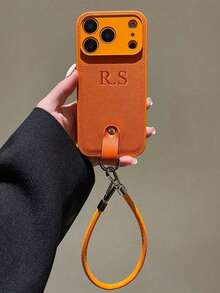 Ốp lưng điện thoại giả da tự thiết kế, khắc tên cá nhân, tương thích với iPhone 17 16 15 14 13 12 11 Pro Max Plus 17 Pro, chống sốc và bảo vệ mặt sau. - trái cam - Xem 4