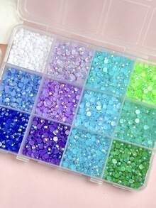 6盒3毫米树脂水钻平底珍珠，批发，适用于DIY美甲、珠宝制作和装饰 - 彩色 - 查看 4