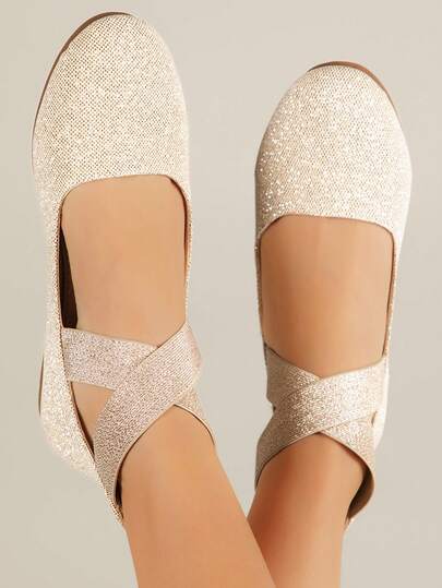 女士舒适时尚弹力踝带平底鞋