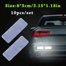 10 unids/set de pegatinas de tira de  reflectantes para parachoques de coche, pegatina reflectante para coche, cinta de  de advertencia reflectante HBZI - A - Ver 1