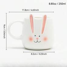1pc Ceramic Rabbit Shaped Mug | Cute Cartoon Coffee/Tea Cup, Adorable Animal Gift For Girls And Kids - Pink - View 8