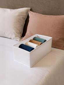 1pc/3pcs/6pcs Non-Woven Fabric Storage Box, M Size, White Color Underwear, Clothing, Socks Storage, Foldable Non-Woven Fabric Storage Box, Vanity Desk Makeup Storage - View 9