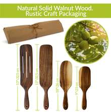4-Piece Wooden Cooking Utensil Set – Walnut Flat Spatula Collection – Non-Stick Cookware - A - View 4