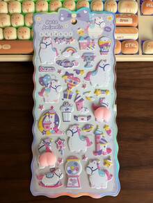 3D立体浮雕可爱卡通动物贴纸 - 桃子造型泡沫贴纸，适用于DIY日记、笔记本和手工制作 - 彩色 - 查看 12