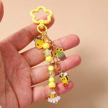1件新款时尚串珠向日葵动物钥匙扣，蜂巢花蜜蜂钥匙圈，包包挂饰 - 彩色 - 查看 4