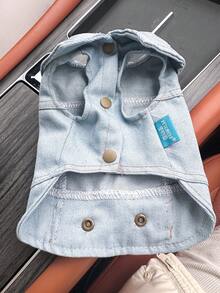 1件宠物衣服，狗狗/猫咪套装，小型犬和幼犬服装，时尚可爱舒适经典纯色外套 - 藍色 - 查看 7