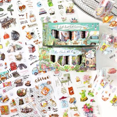 4 Rolls Set | Vintage Travel Items Delicate Stickers, Suitable For Handmade Diary Decoration, Phone Case DIY, Arts & Crafts Decorative Tapes