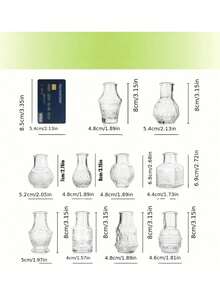 10pcs/Set Bohemian Style Glass Vase Set | Rustic Mini Vases, Suitable For Wedding, Home And Restaurant Table Decor, Christmas Decor Bottles, Small Vintage Glass Button Vases, Candle Holders, Tabletop Decor, Elegant Transparent Button Vases For Flowers, Wedding Decor, Home Decor, Bedroom Decor, Room Decor - Multicolor - View 10
