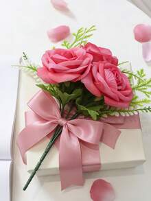 1 Bouquet (5 Stems) 13.8inch (H) Artificial Rose Flowers, Home Living Room Tabletop Decor, Wedding, Birthday, Mother's Day, Party Decoration, Bouquet - Multicolor - View 12
