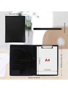Carpeta ejecutiva de piel con compartimento para calculadora Carpeta de oficina - Negro - Ver 4