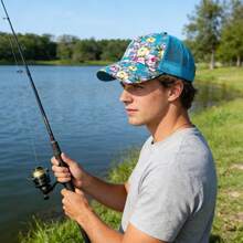 Bright And Beautiful Flower Baseball Cap, Flower Casual Fishing Outdoor Adult Shade Net Cap Sports Cap Baseball Cap, Adjustable - Màu xanh lam - Xem 6