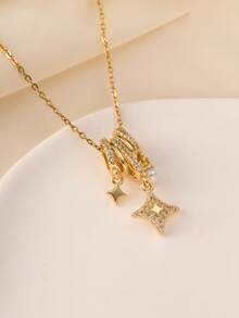 闪耀星形吊坠项链，时尚轻奢，小众高端，锁骨链 - 星星 - 查看 3