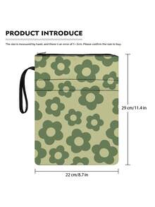 1pc Purple Floral Theme Book Cover With Zipper, Padded Paperback Book Protector, Paperback Book Jacket, Book Cover, Book Sleeve, Printed Book Bag With Front Pocket, Multi-Functional Book Storage Bag, Suitable For School, Students, Teachers, Book Lovers - Dark Green - View 11